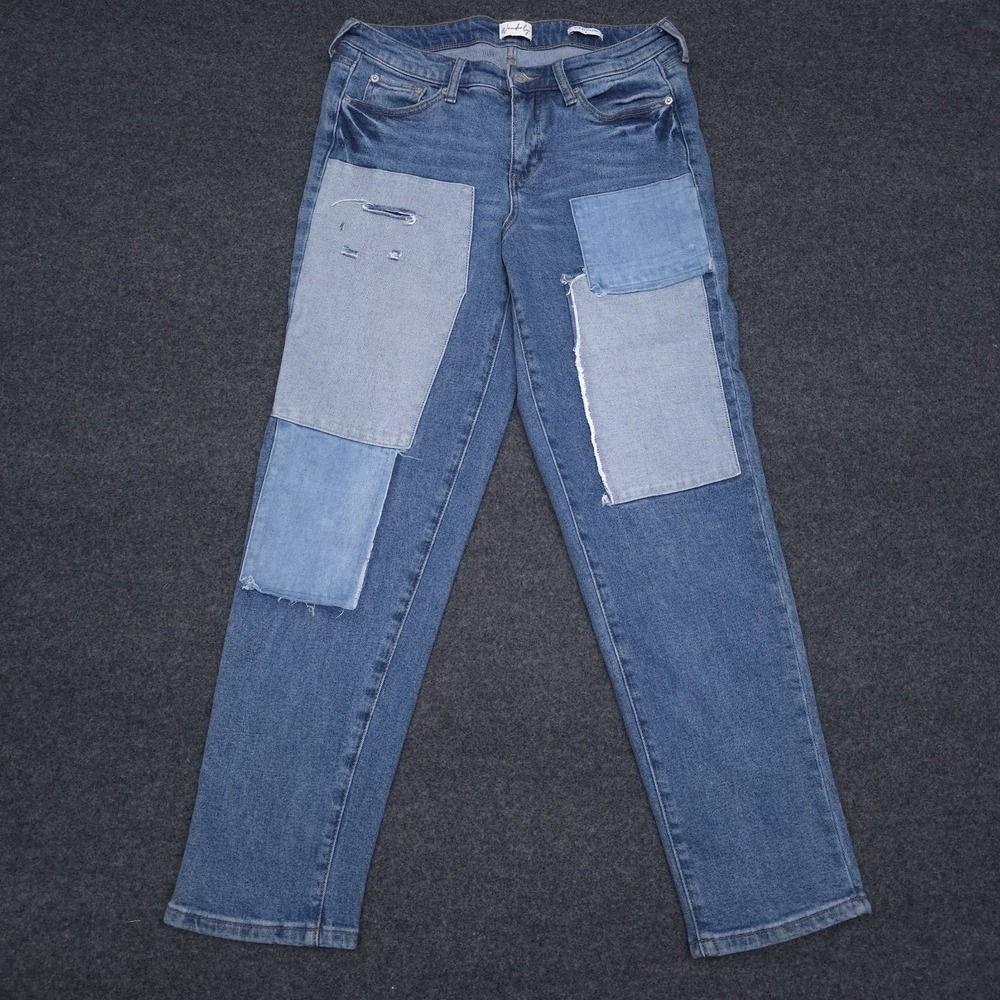 Patchwork Denim Jeans Sz 8 Slim Boyfriend Distressed Indie Streetwear‎ Y2k Style